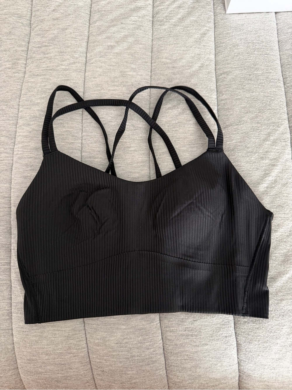 lululemon athletica Black Ribbed Strappy Sports Bralette